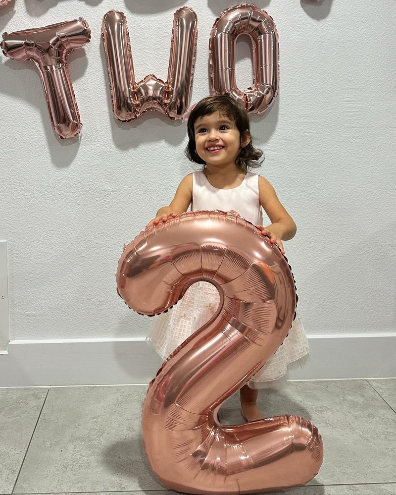 Rose Gold 4 Balloon, Number Balloons 40 Inch, 4th Birthday Decorations for Girls Boys, Four Large Numbers for Party Decor, Number 4 Balloon