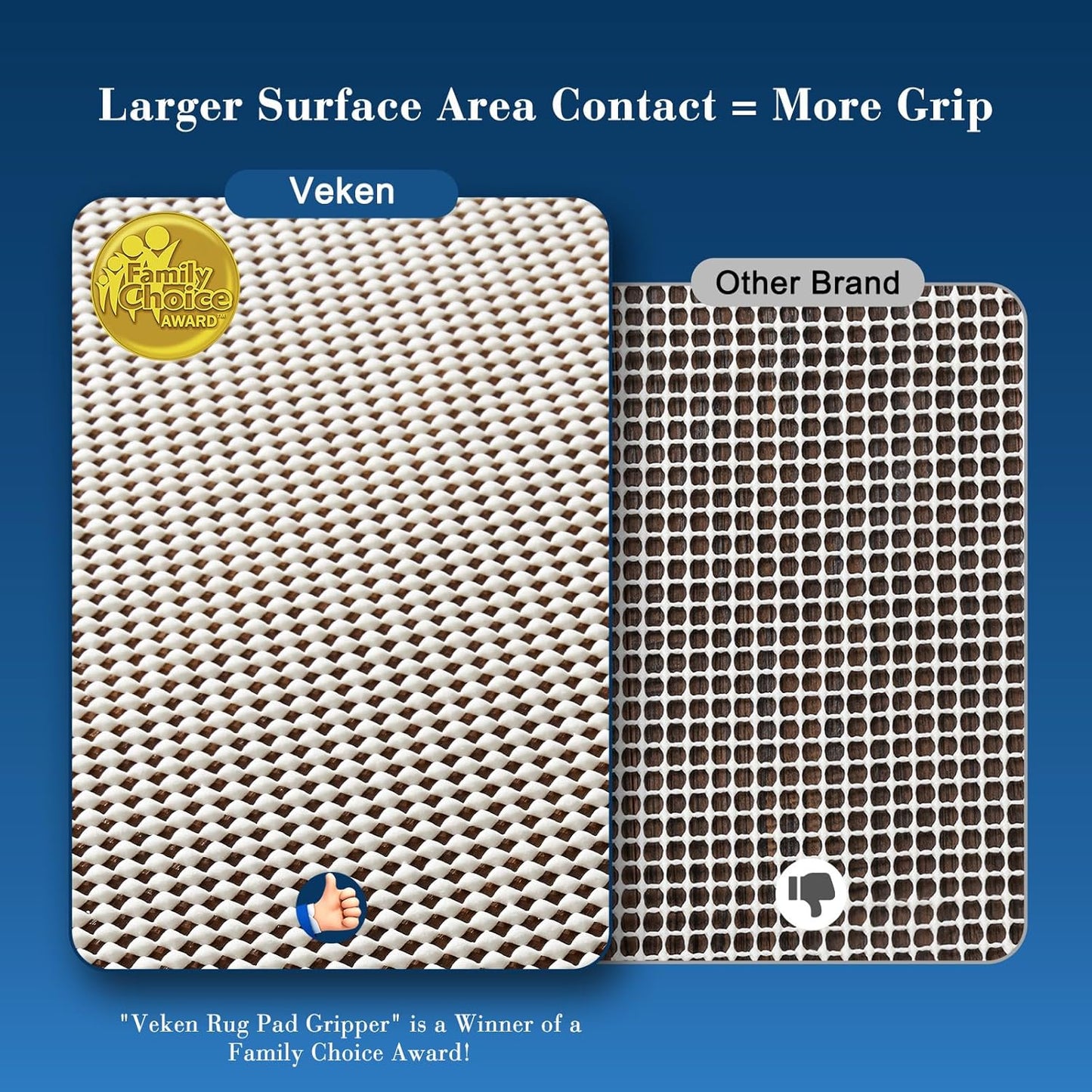Veken Rug Pad Gripper - Non-Slip 2x6 Ft for Hardwood & Tile Floors | Thick Anti-Skid Mat