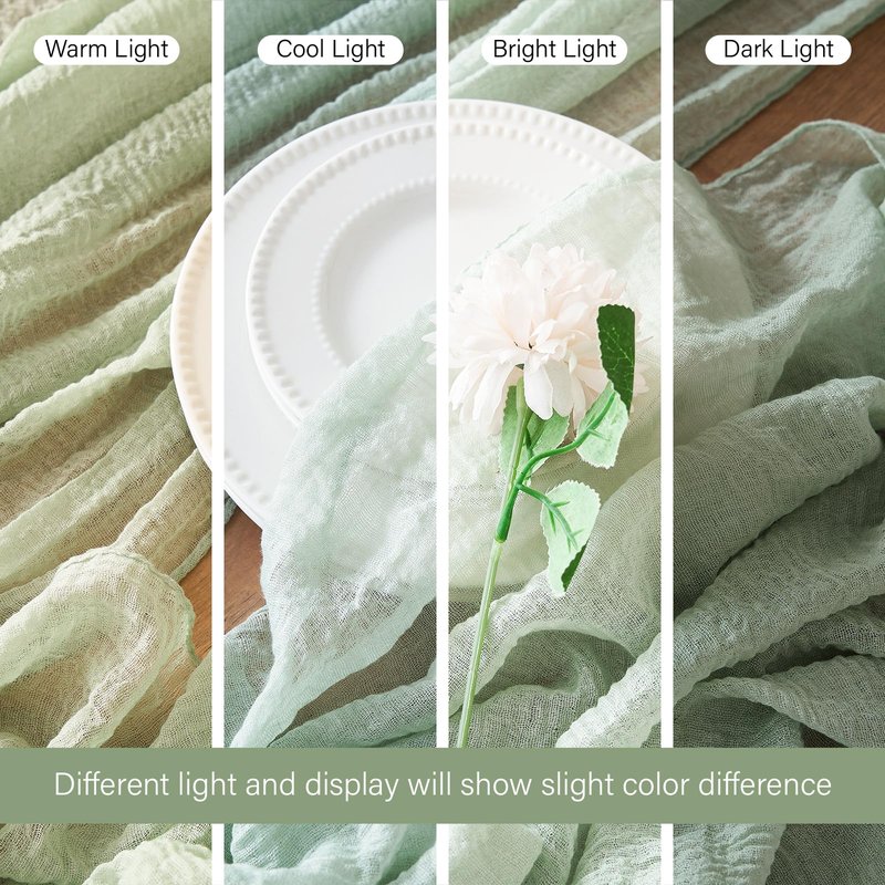 2Pcs Cheesecloth Table Runner Sage Green 10FT Boho Gauze Cheese Cloth Table Runners 120 Inches Long Rustic Sheer for Centerpiece Home Party Christmas Wedding Baby Shower Spring Easter Decor