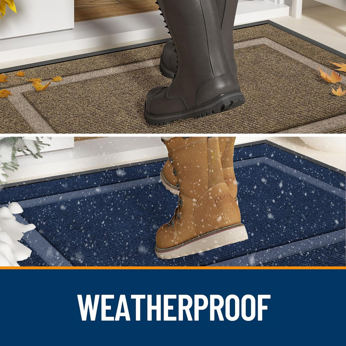 OLANLY Indoor Outdoor Front Door Mat - Waterproof All-Season Doormat, Easy Clean, 29.5x17, Ash Gray