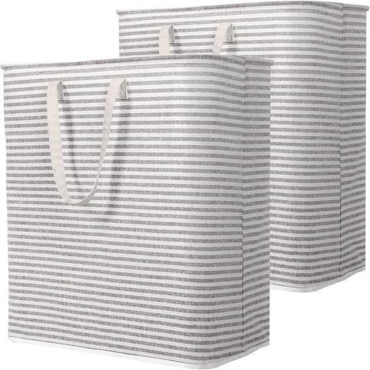Lifewit 2 Pack Laundry Basket 100L Each, Collapsible Clothes Hamper with Reinforced Handles, Freestanding Waterproof Design for Bedroom and Laundry Room, Grey 200L Total