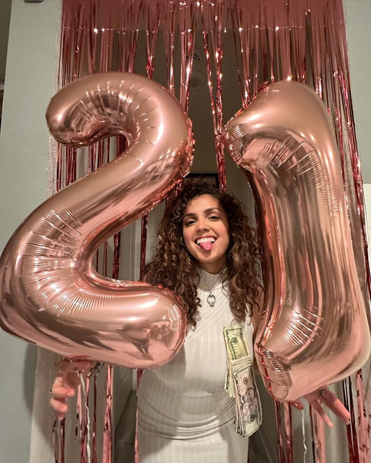 Rose Gold Number 21 Balloon 40 inch, 21 Number Balloons, 21st Birthday Decorations, 21 Year Old Women Men Rose Gold Party Supplies
