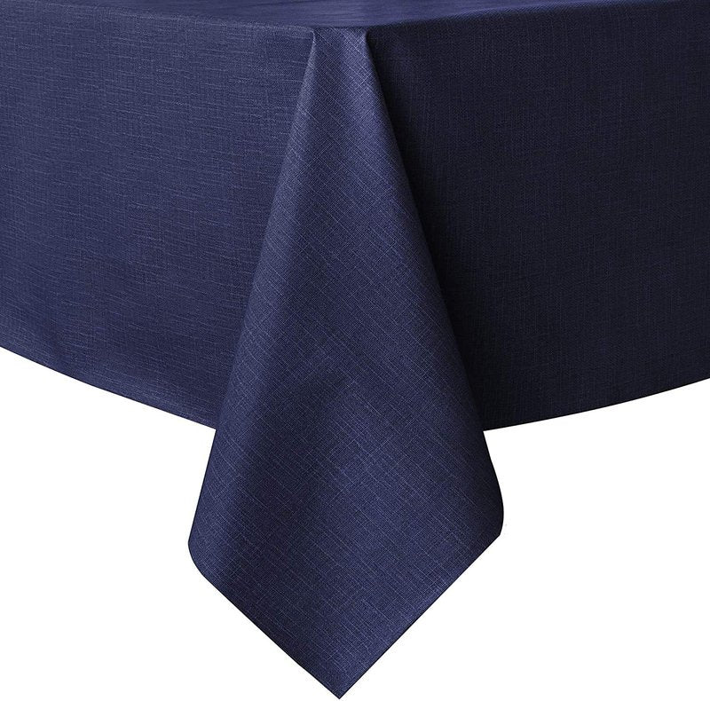 sancua 100% Waterproof Rectangle PVC Tablecloth - 60 x 102 Inch - Oil Proof Spill Proof Vinyl Table Cloth, Wipe Clean Table Cover for Dining Tables, Buffet Parties and Camping, Navy