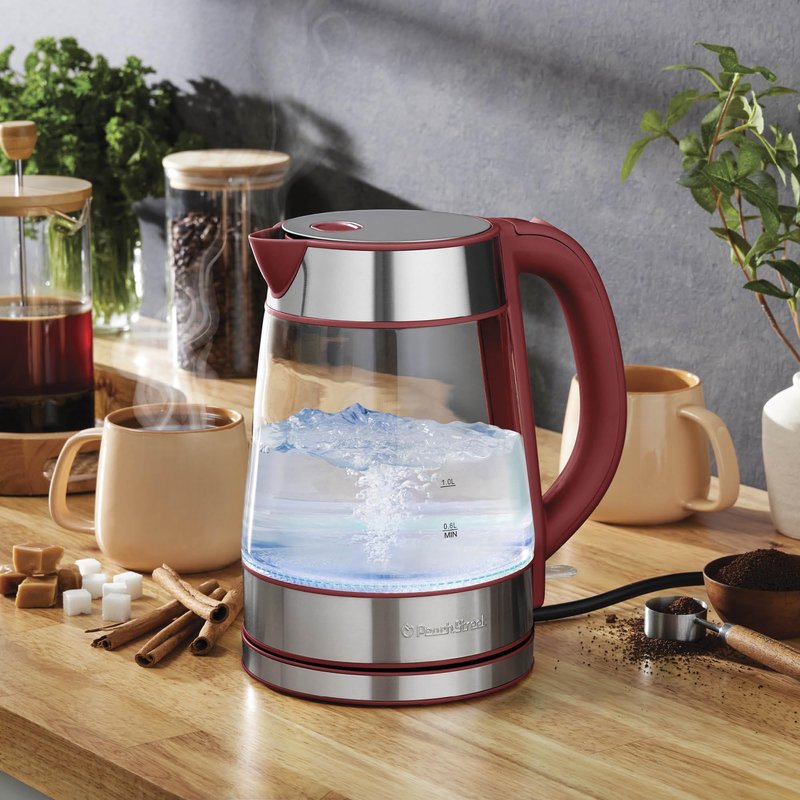 Speed-Boil Water Electric Kettle, 1.7L 1500W, Coffee & Tea Kettle Borosilicate Glass, Water Boiler, Auto Shut-Off, Cool Touch Handle, Base Detachable, LED. 360° Rotation, Boil Dry Protection