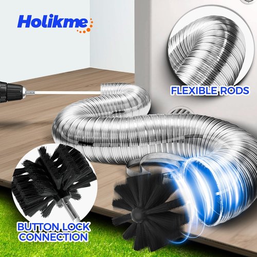 Holikme 32 Feet Dryer Vent Cleaner Kit - Flexible Lint Brush with Drill Attachment for Easy Cleaning