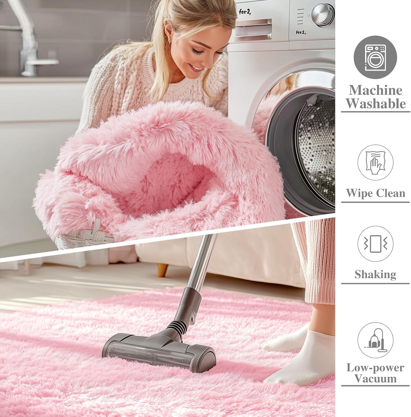 OLANLY Runner Rugs - Soft, Machine Washable Shaggy Design for Hallway & Bedroom | Pink 2x5 ft