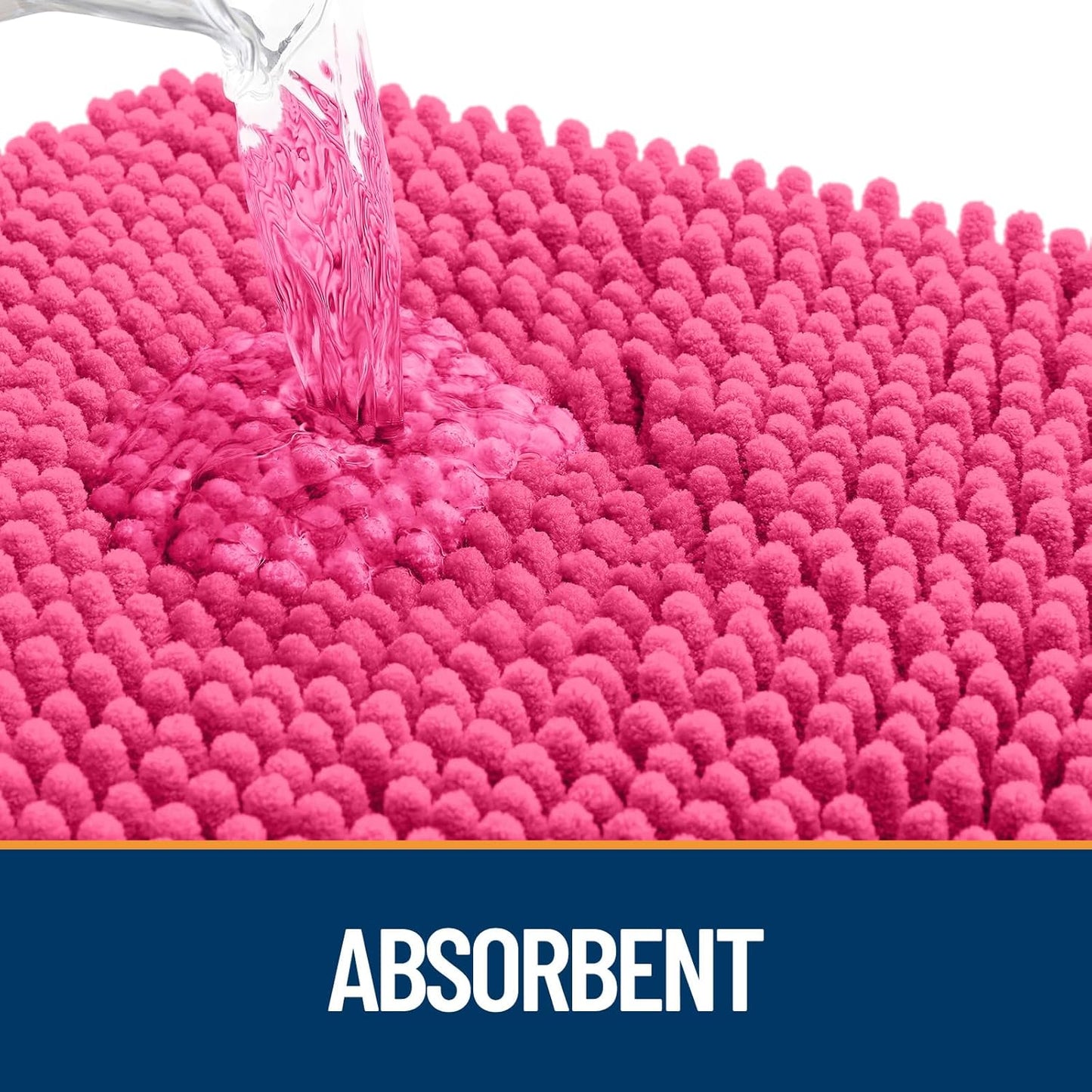 OLANLY Dog Door Mat - Absorbent Non-Slip Mud Mat for Dogs | Quick Dry Chenille, 45x27, Hot Pink