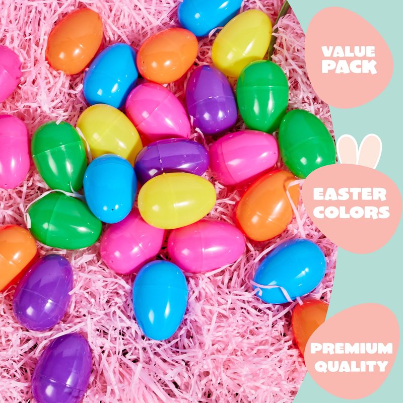 JOYIN 3.15" Easter Eggs, Fillable Plastic Eggs Empty Colorful Bright Eggshells with Hinge for Easter Hunt, Filling Treats, Party Favor, Basket Stuffers, Classroom Prize Supplies, 18PCS