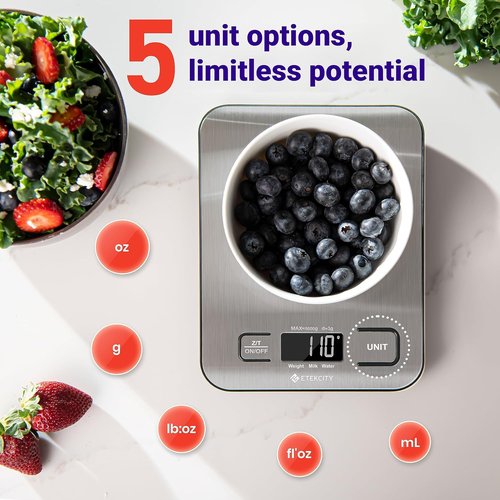 Etekcity Digital Food Scale - Accurate Grams & Ounces Measurement for Cooking & Meal Prep | Medium 304 Stainless Steel