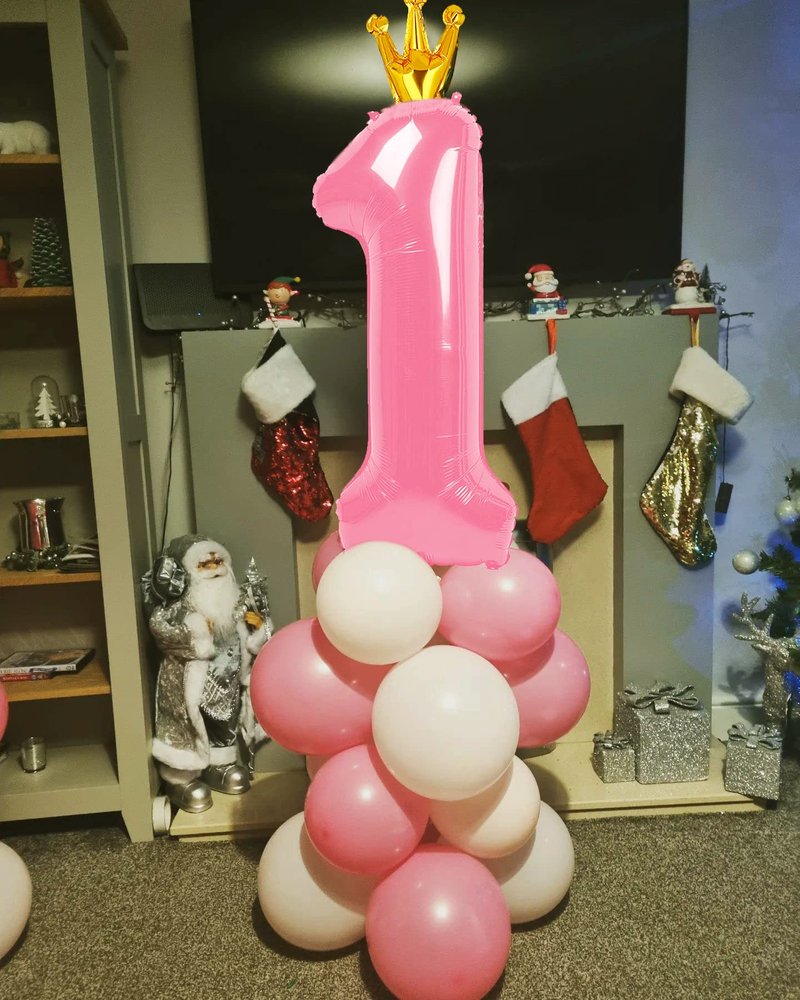 40 Inch Number Balloon 1 for First Birthday, One Giant Balloons, Pink Baby Girl 1st Birthday Decorations, 1 16 18 21 Bday Balloons