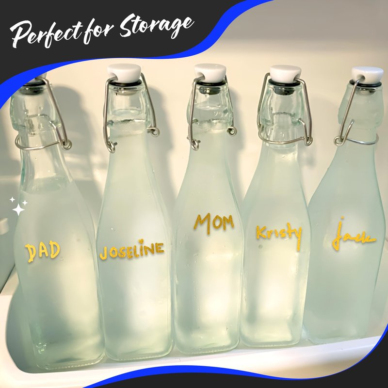 Nevlers 17 Oz Square Flip Top Glass Bottle with Lid 6 Pack | Swing Top Glass Bottles with Airtight Lids, Funnel, Brush & Gold Marker | Coquito Bottles with Caps | Juice, Extract & Syrup Container Set