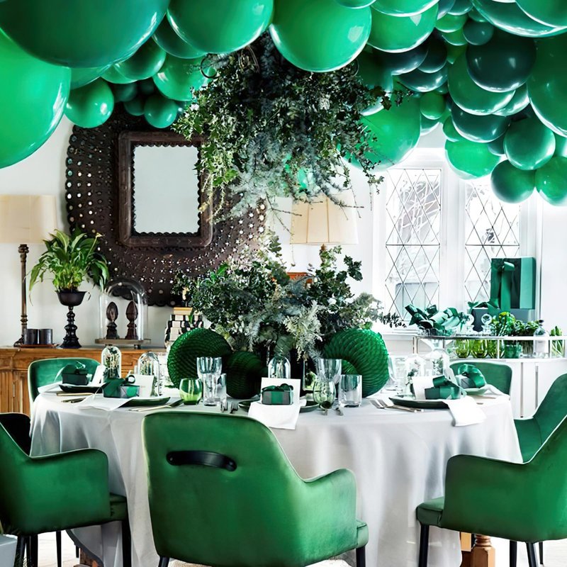 PartyWoo Pearl Dark Green Balloons 140pcs Different Sizes Pack of 18 12 10 5 Inch Pearl Emerald Hunter Forest Green Balloon Arch Kit for Jungle Dinosaur Theme Birthday Party Decorations Green-Z01