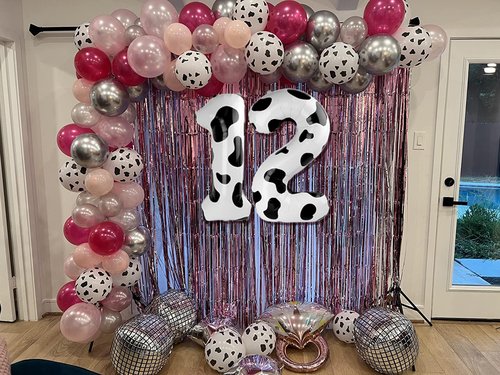 Cow Print Number 18 Balloon 40 inch, 18 Number Balloons, 18th Cow Farm Barnyard theme Birthday Decorations for Girls Boys Kids, 18 Year Old Party Supplies