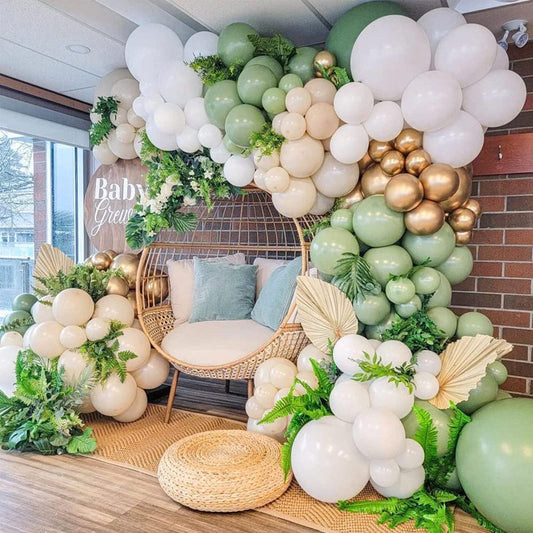 Voircoloria 130pcs Sage Green Balloons Different Sizes 18" 12" 10" 5" Olive Green Balloons for Birthday Graduation Baby Shower Wedding Anniversary New Year Party Decorations