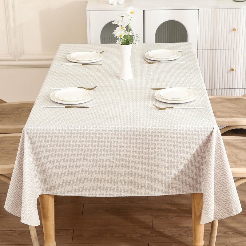 Walrus Heavy Duty Vinyl Tablecloth with Flannel Backing Waterproof Oil-Proof Plastic Table Cloth Stain-Resistant Wipeable Rectangle or Square Table Cover for Indoor and Outdoor (Weaving, 60X102 Inch)