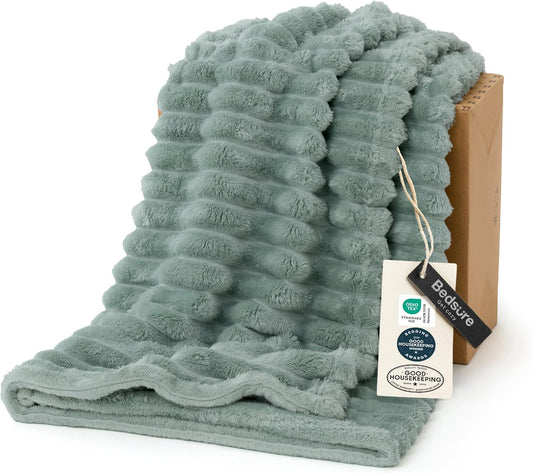 Bedsure GentleSoft Twin Blanket - Cozy Sage Green Fleece Throw for Women | 60x80 Inches