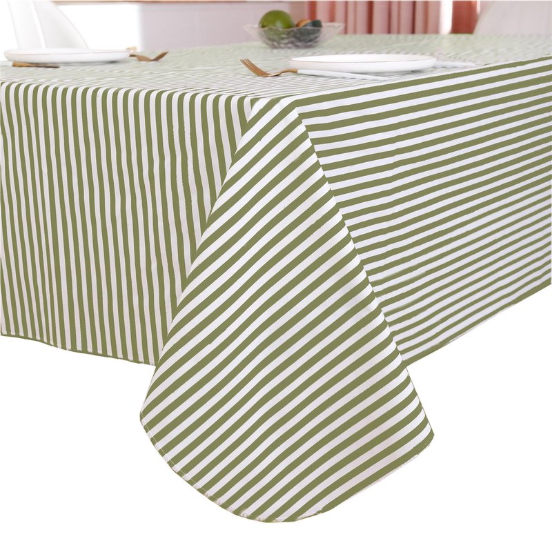 Walrus Heavy Duty Vinyl Tablecloth with Flannel Backing Waterproof Oil-Proof Plastic Table Cloth Stain-Resistant Wipeable Rectangle or Square Table Cover for Indoor and Outdoor (Stripe, 52X70 Inch)
