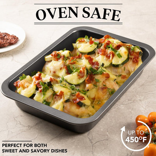 Tiawudi Cake Pan, Nonstick Baking Pan for Cake, Bread, Brownie or Lasagna, Heavy Duty Baking Dish with Diamond Texture Pattern and Wide Grips