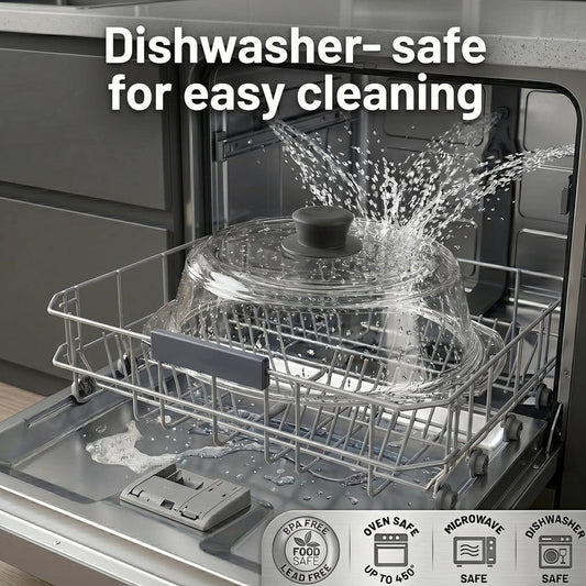 Bezrat Microwave Tall Glass Plate Cover | Splatter Guard Lid with Easy Grip Silicone Handle Knob | 100% Food Grade | BPA Free and Dishwasher Safe | 10 Inch (Black-)