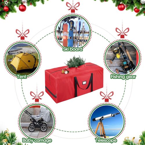 BALEINE Christmas Tree Storage Bag - Heavy Duty 900D Oxford Fabric, Extra Large with Reinforced Handles & Dual Zippers (Red)