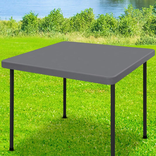 Moosfor Spandex Square Table Cloth, Elastic Fitted Tablecloths for Picnic, Stretch Washable Patio Table Cover for Outdoor, Camping, Banquet and Parties (Grey, 34"x34")