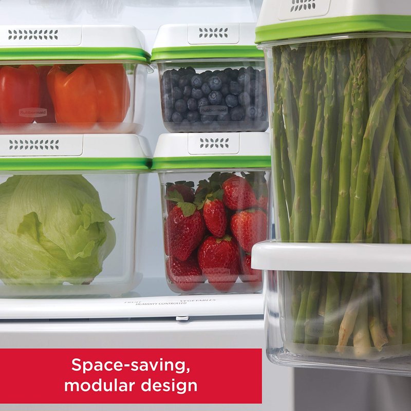 Rubbermaid FreshWorks Produce Saver, Medium Produce Storage Containers, 2 Pack
