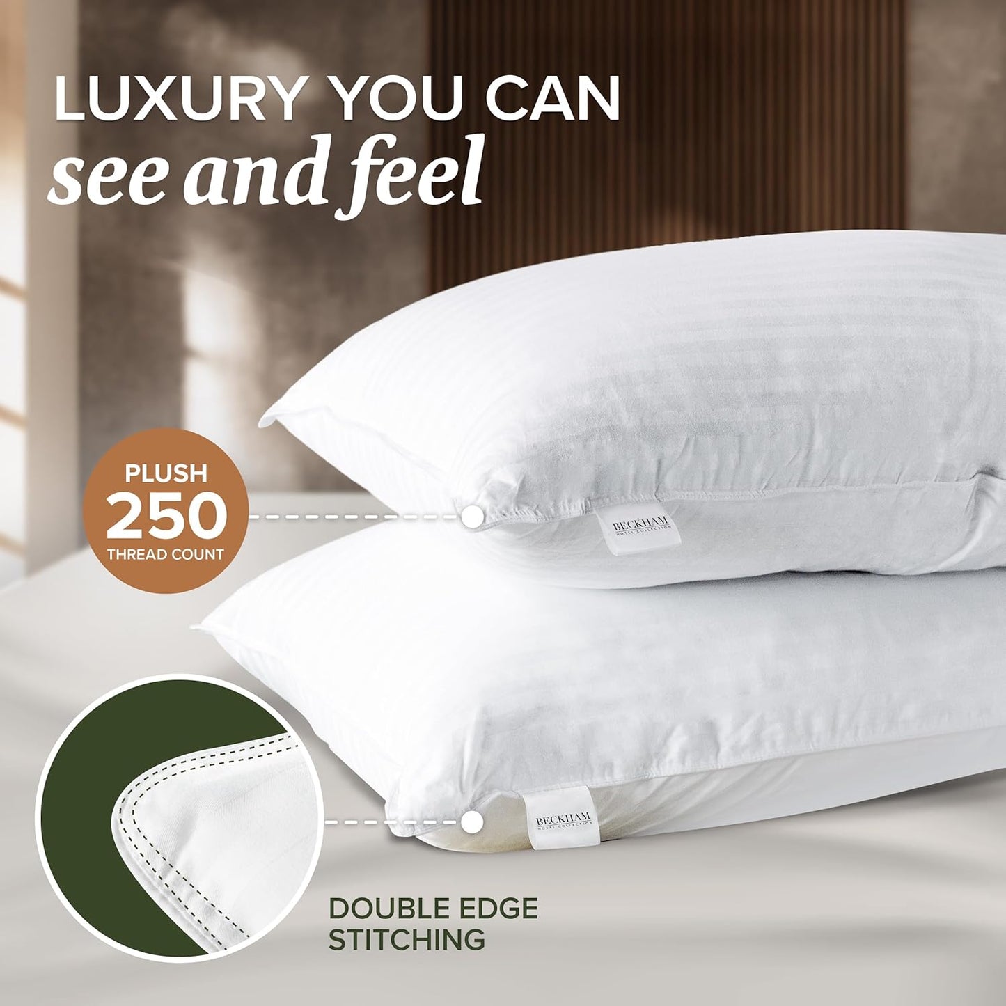 Beckham Hotel Collection Queen Size White Pillow Protectors - Soft, Breathable Cotton, Set of 2