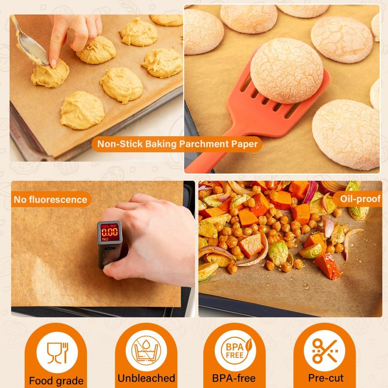 Parchment Paper Sheets, 9x13 In Unbleached Non-Stick Parchment Paper for Baking, Grilling, Air Fryer, Steaming, and More,100PCS Baking Paper Perfect for Bread, Cakes, Cookies