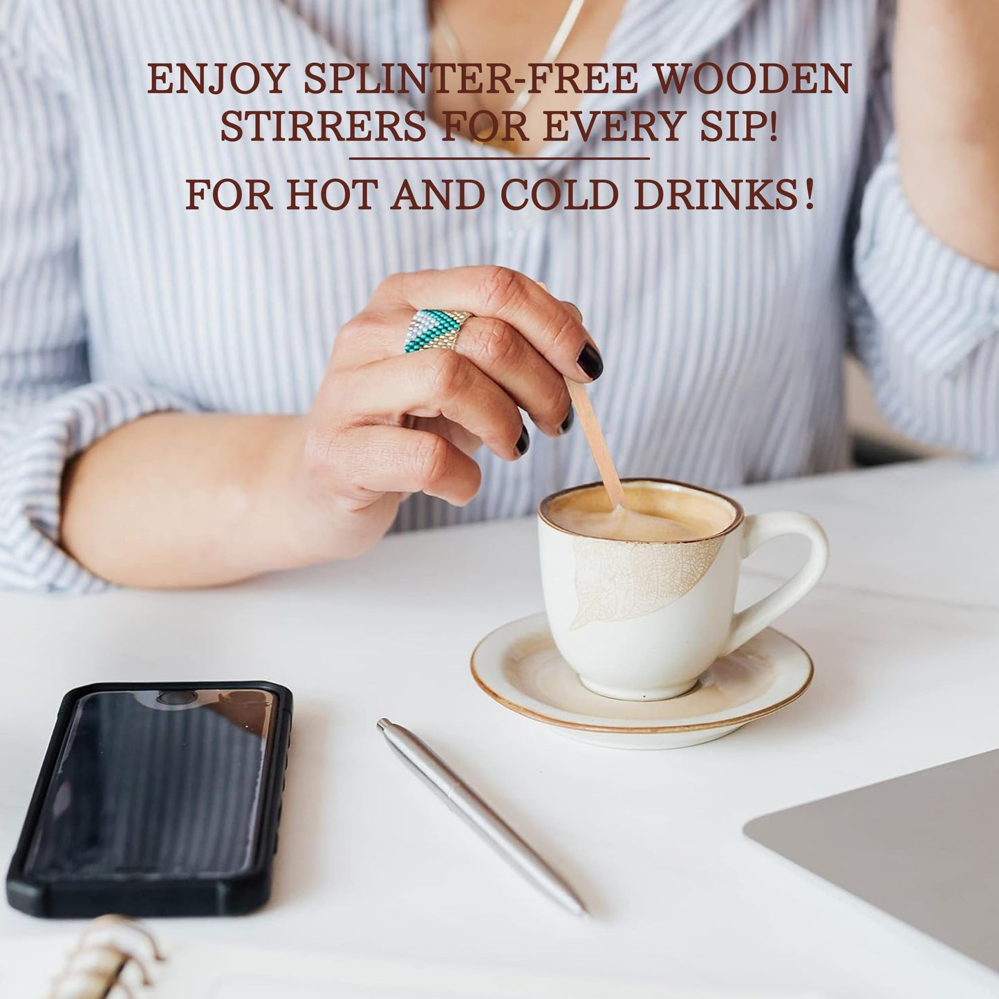Coffee Stirrers 1000pcs Individually Wrapped Coffee Stirrers Wood - 5.5 Inch Disposable Wooden Stir Sticks for Coffee, Cocktail and Hot Drinks