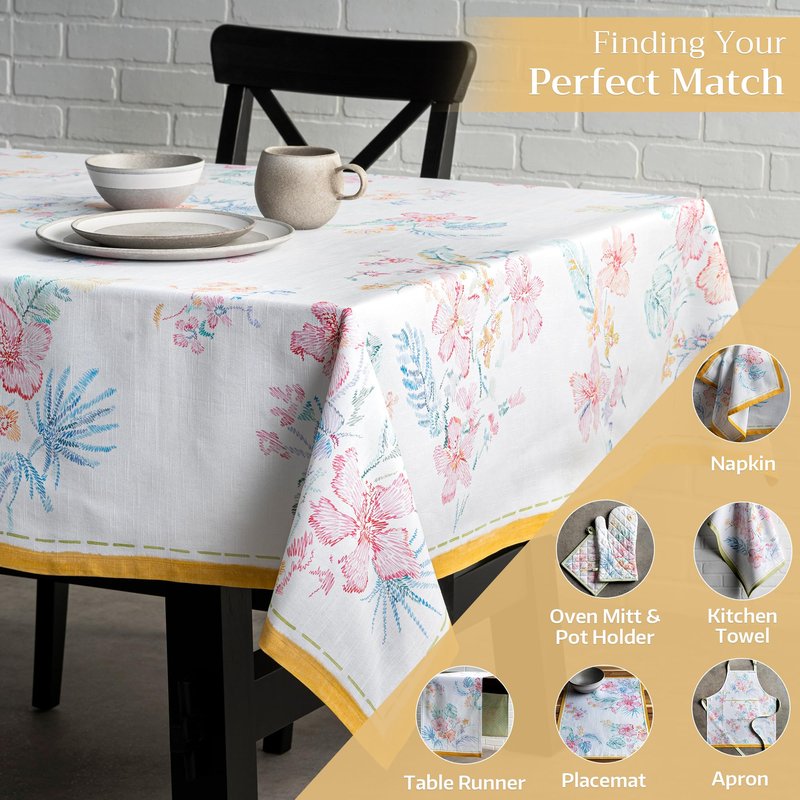Maison d' Hermine Table Cloth Rectangle Table 100% Cotton 60 x 120 Inches Tablecloth Reusable Decorative for Dining Kitchen Room Farmhouse Home Gifts for Mothers Day Spring Summer - Paradise Island