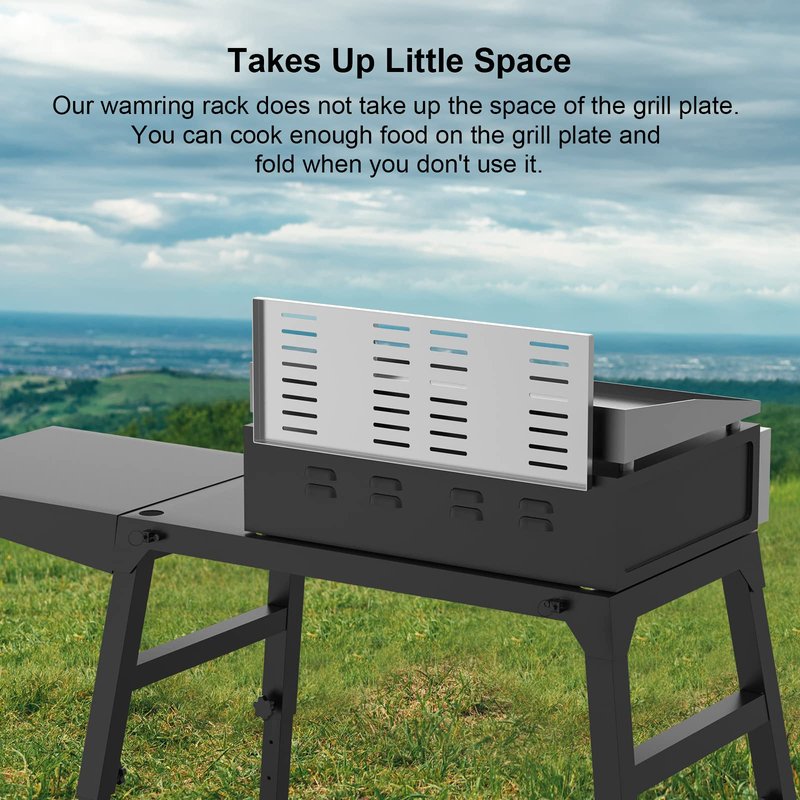 Universal Grill Foldable Warming Rack/Shelf for Blackstone 17'' 22'' 28'' 36'', Pit Boss,Camp Chef and Most Flat Top/Table Top Griddle Grill,Stainless Steel BBQ Shelf Replacement Parts,2 Pack