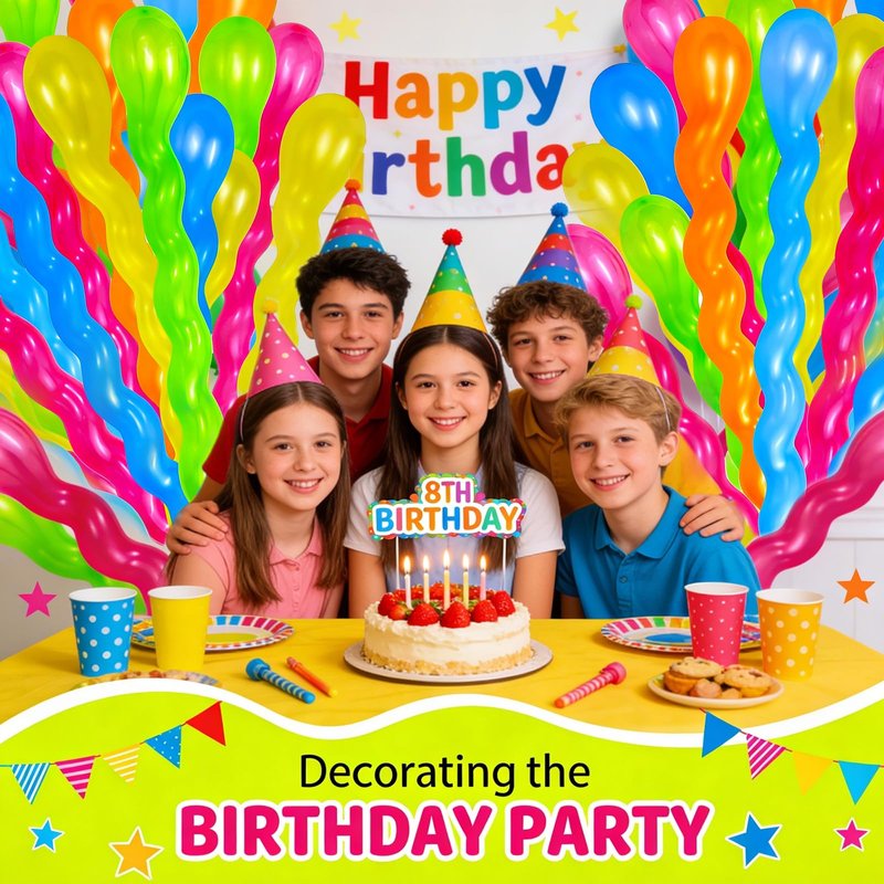 100Pcs 40 Inches Latex Spiral Balloons for Assorted Boys Girls Birthday Party Balloons