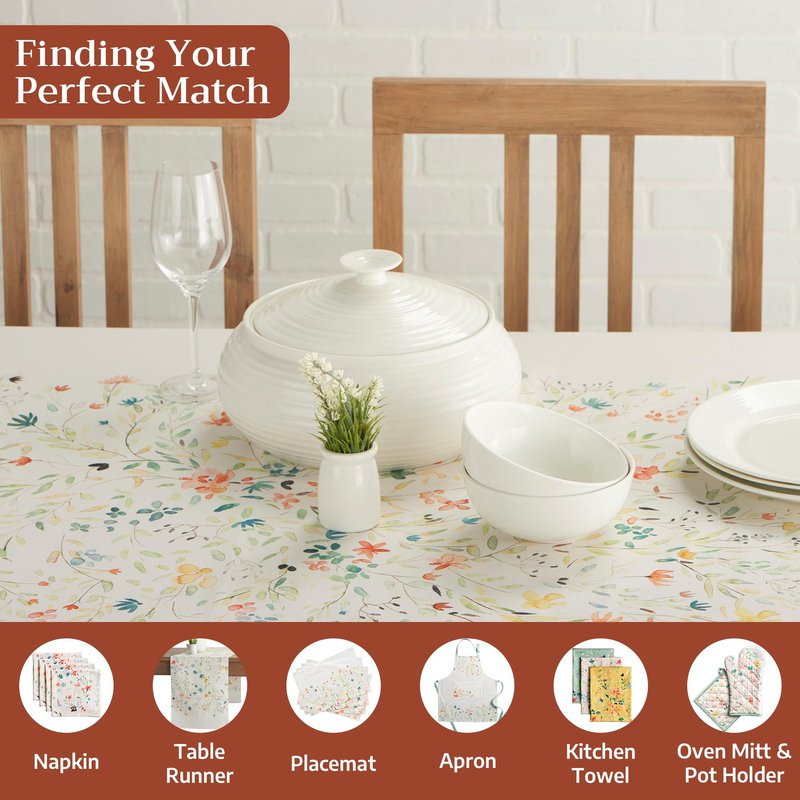 Maison d' Hermine Table Cloth Square Table 100% Cotton 60 x 60 Inches Tablecloth Reusable Decorative for Dining Kitchen Room Farmhouse Home Gifts for Mothers Day Spring Summer - Colmar