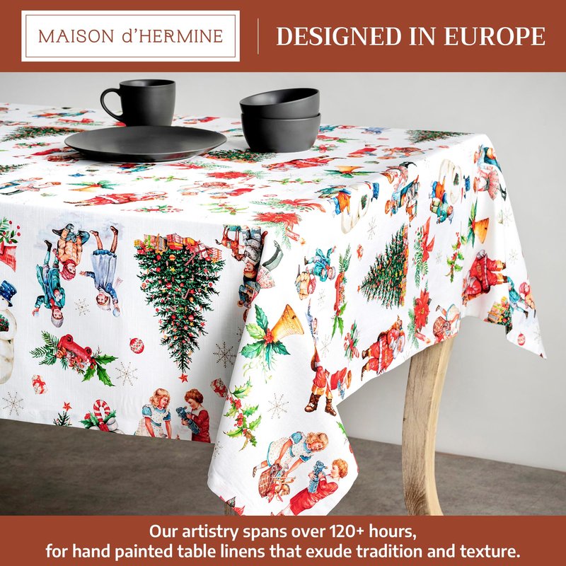 Maison d' Hermine Table Cloth Rectangle Table 100% Cotton 70 x 120 Inches Fall Tablecloth Reusable Everyday Use for Thanksgiving Christmas Decorations Dining Farmhouse Party (Chromo)