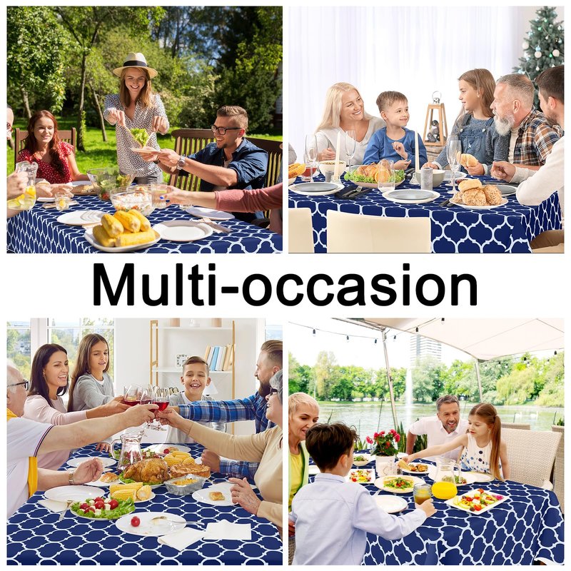 Smiry Rectangle Table Cloth Cover, Waterproof Vinyl Tablecloth with Flannel Backing for Rectangle Tables, Wipeable Spillproof Plastic Tablecloths for Dining, Camping and Indoor (60"x84", Navy)