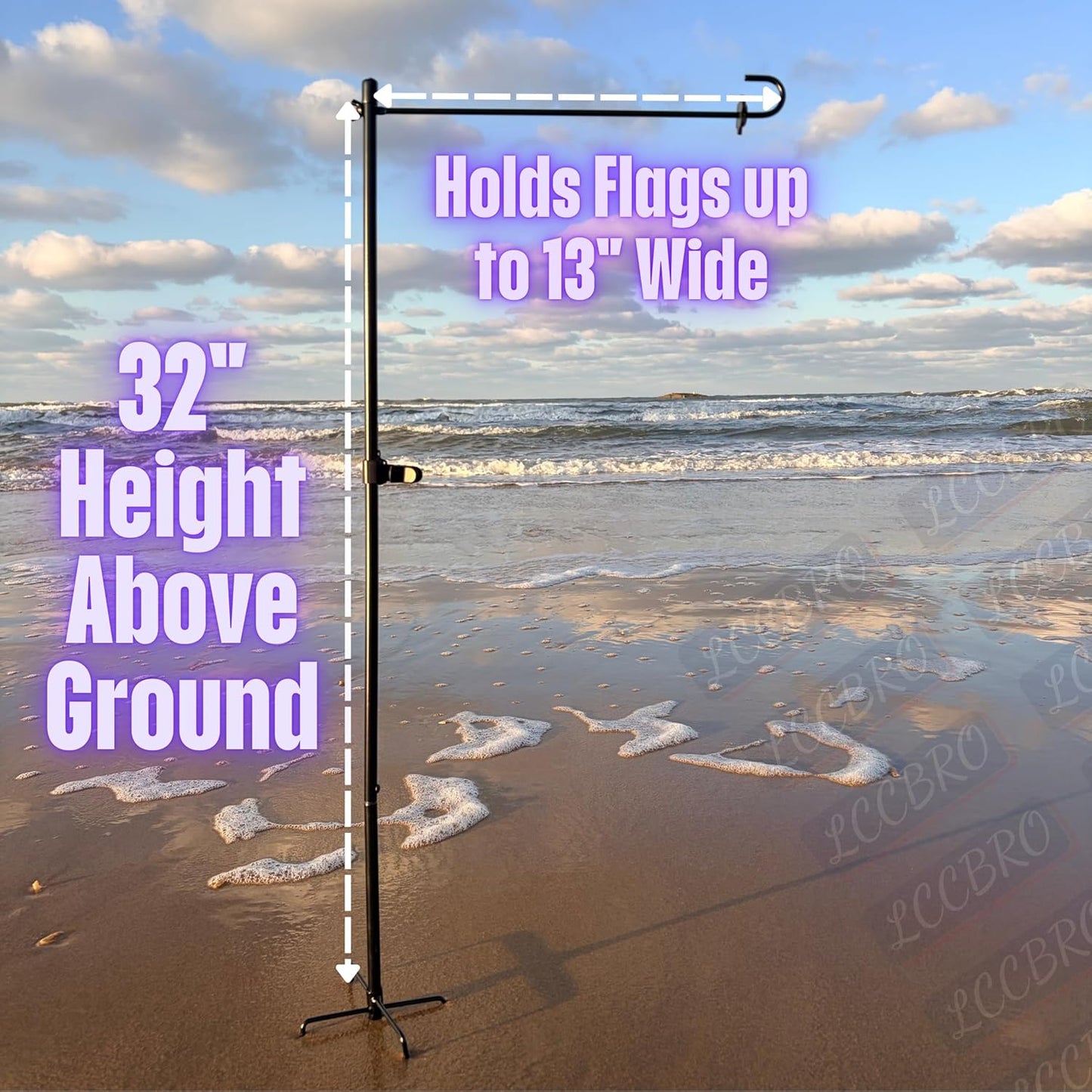 LCCBRO Garden Flag Stand - Heavy Duty No Spin Holder for 12 x 18 Flags | Sturdy 5 Prong Base