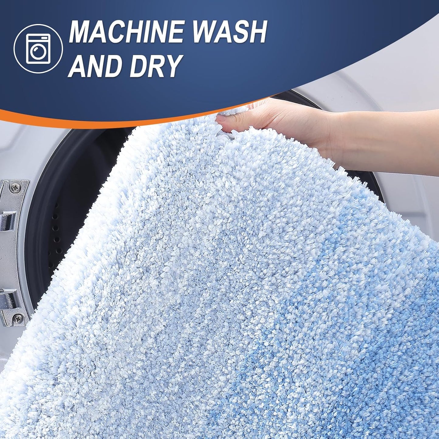 OLANLY Large Bath Rugs - Extra Soft Microfiber Mat 45x27 | Quick-Dry, Washable, Rubber Backing, Light Blue