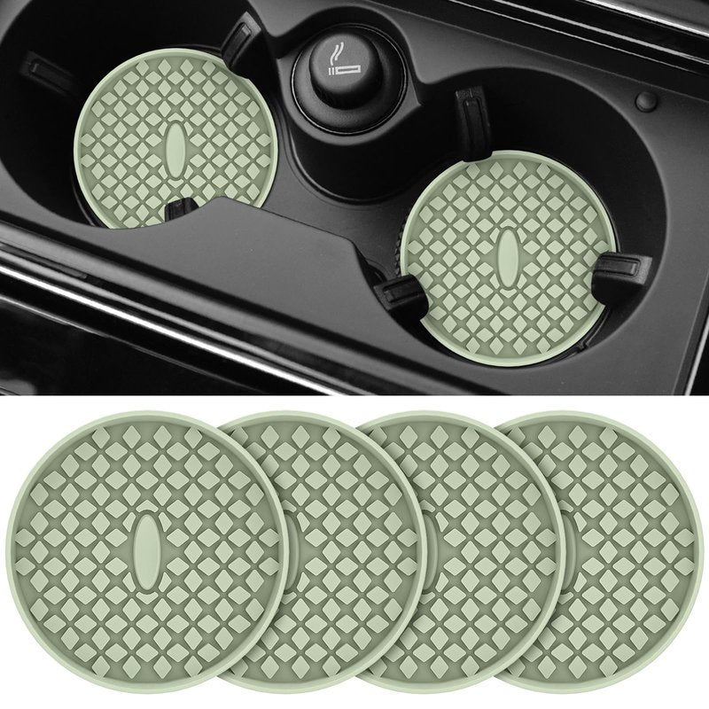 ME.FAN Car Cup Coasters [4 Pack] Silicone Car Coasters/Cup Mats, Non-Slip Recessed Car Interior Accessories Desert Sage