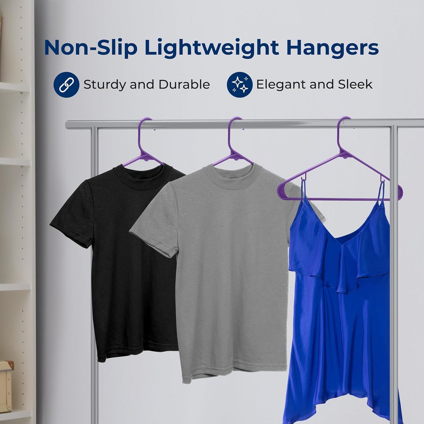 SereneLife Premium Plastic Hangers - Lightweight, Durable Space-Saving Organizers for Clothes | 10 Pack in Purple