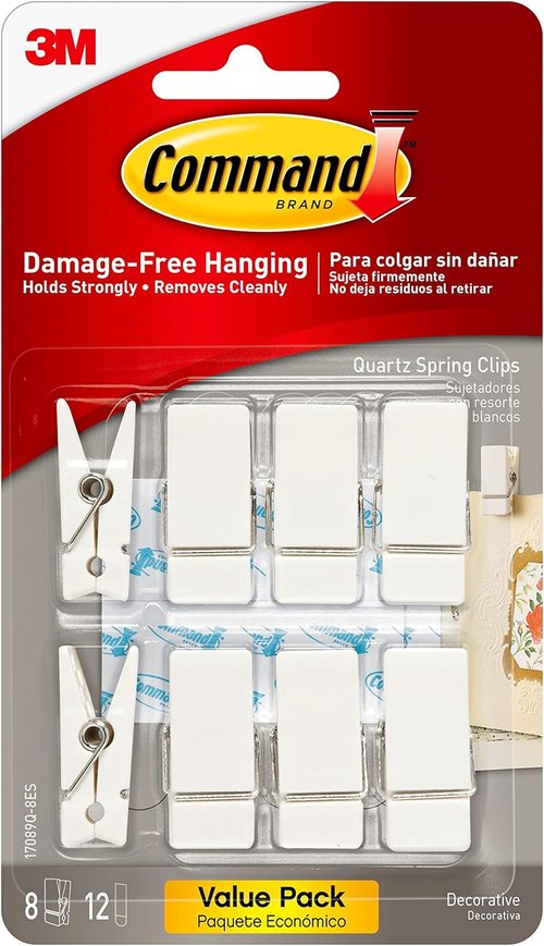 Command Spring Clips - Plastic Quartz Clips for Dorm Décor | 8-Inch Size