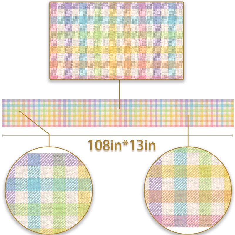 Pudodo Easter Buffalo Plaid Check Table Runner Spring Holiday Farmhouse Fireplace Kitchen Dining Room Home Party Decoration (13" x 108")