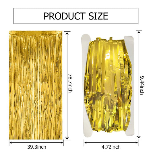 3 Pack Gold Fringe Backdrop Curtain Tinsel Party Streamers Birthday Party Decorations New Year Photo Booth Backdrop Halloween Christmas Graduation Bachelorette Theme Party Decorations