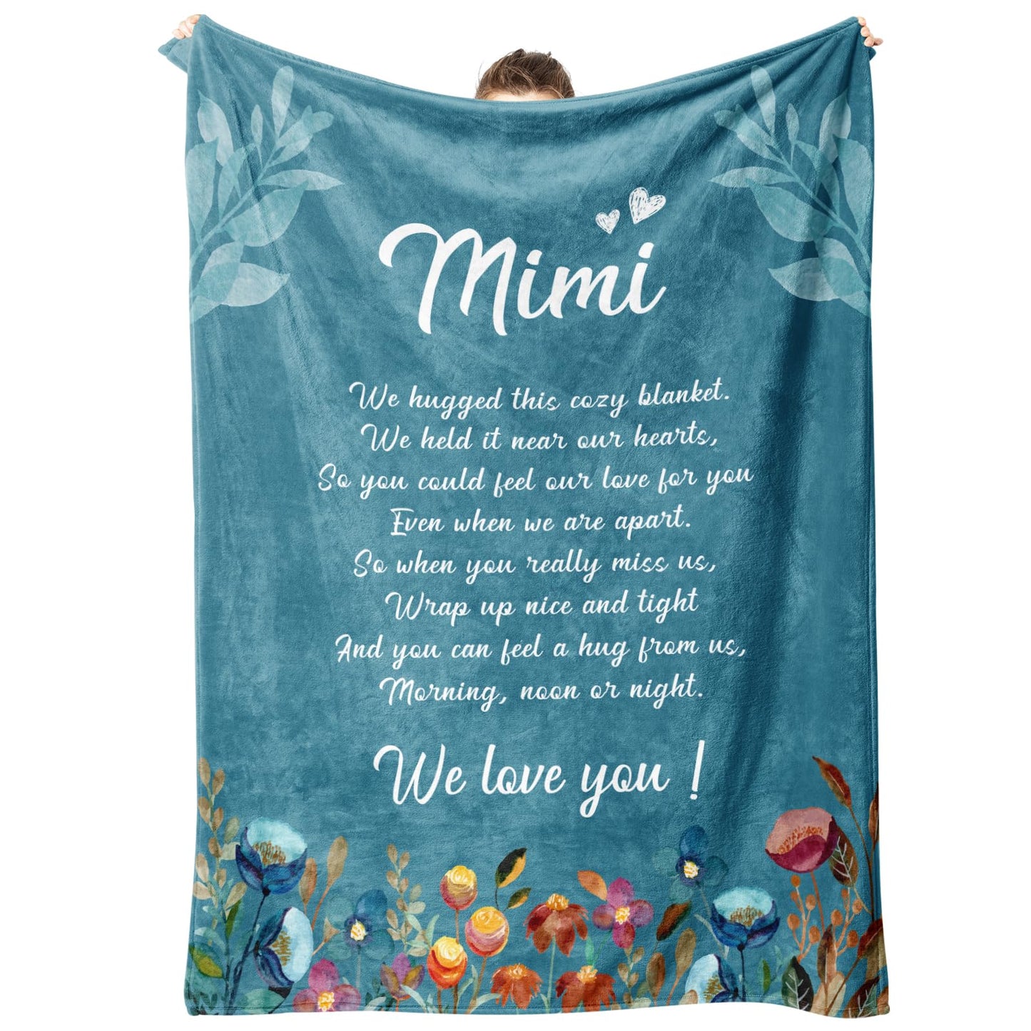 Afterprints Mimi Gifts Blanket, Mothers Day, Birthday Gifts for Mimi, Mimi Gifts for Grandma, Soft Flannel Throw Blankets 50" x 60"