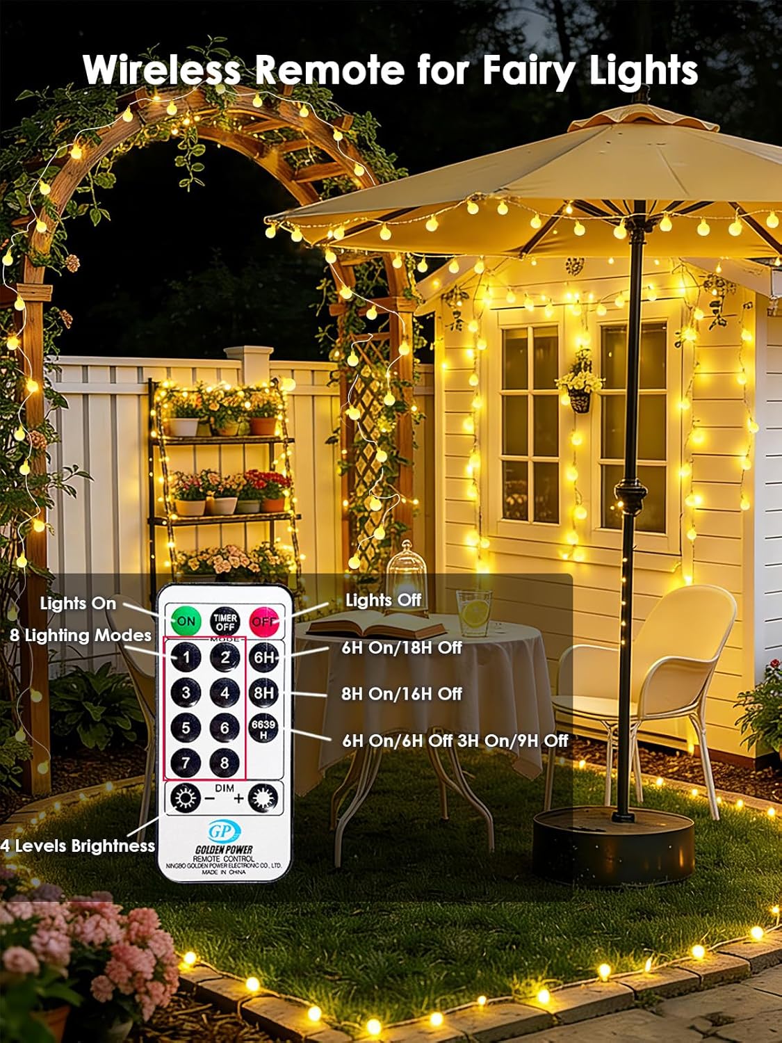 LORRYTE 43FT Connectable Globe String Lights - 100 LED Warm White with Remote | 8 Modes for Indoor/Outdoor Decor