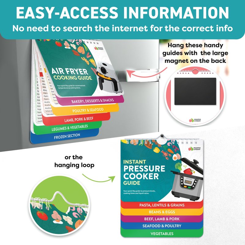 Air Fryer & Instant Pot Magnetic Cooking Guides - 7" x 6" Each - Set of 2 Instant Pot Air Fryer Accessories Cook Books - Airfryer Kitchen Accessories & Kitchen Gadgets 2026