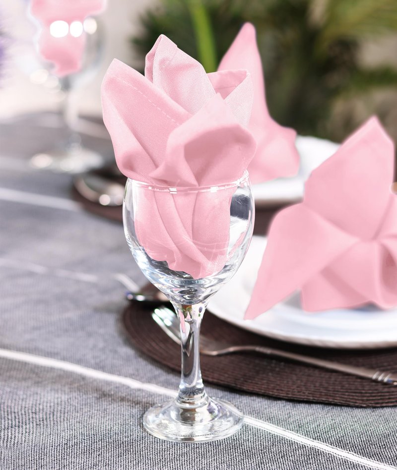 Utopia Home Pink Cloth Napkins (12 Pack, 20x20 Inches), Ideal Dinner Napkins for Party, Wedding and Lunch/Dinner