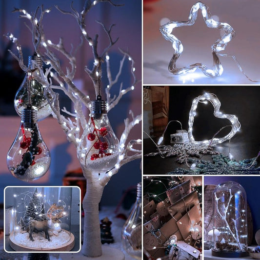 6 Pack Fairy Lights Battery Operated 7ft 20 LED Mini String Lights Twinkle Lights Silver Wire Firefly Starry Lights for Mason Jars Wedding Party Christmas Centerpiece Table Decorations, Cool White
