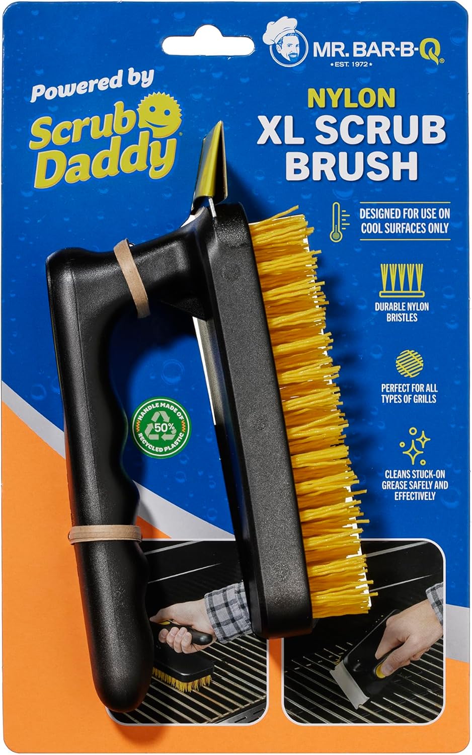 Mr. Bar-B-Q Nylon XL Scrub Brush - Durable Cleaning Tool for Grills & Outdoor Cooking
