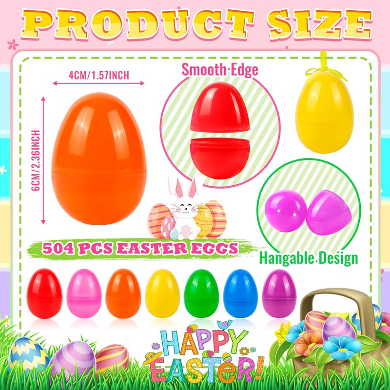 OCTERIC 120Pcs Easter Eggs, 2.3" Fillable Bright Colors Plastic Easter Eggs Empty for Easter Hunt, Easter Basket Stuffers, Party Favor, Classroom Prize Supplies