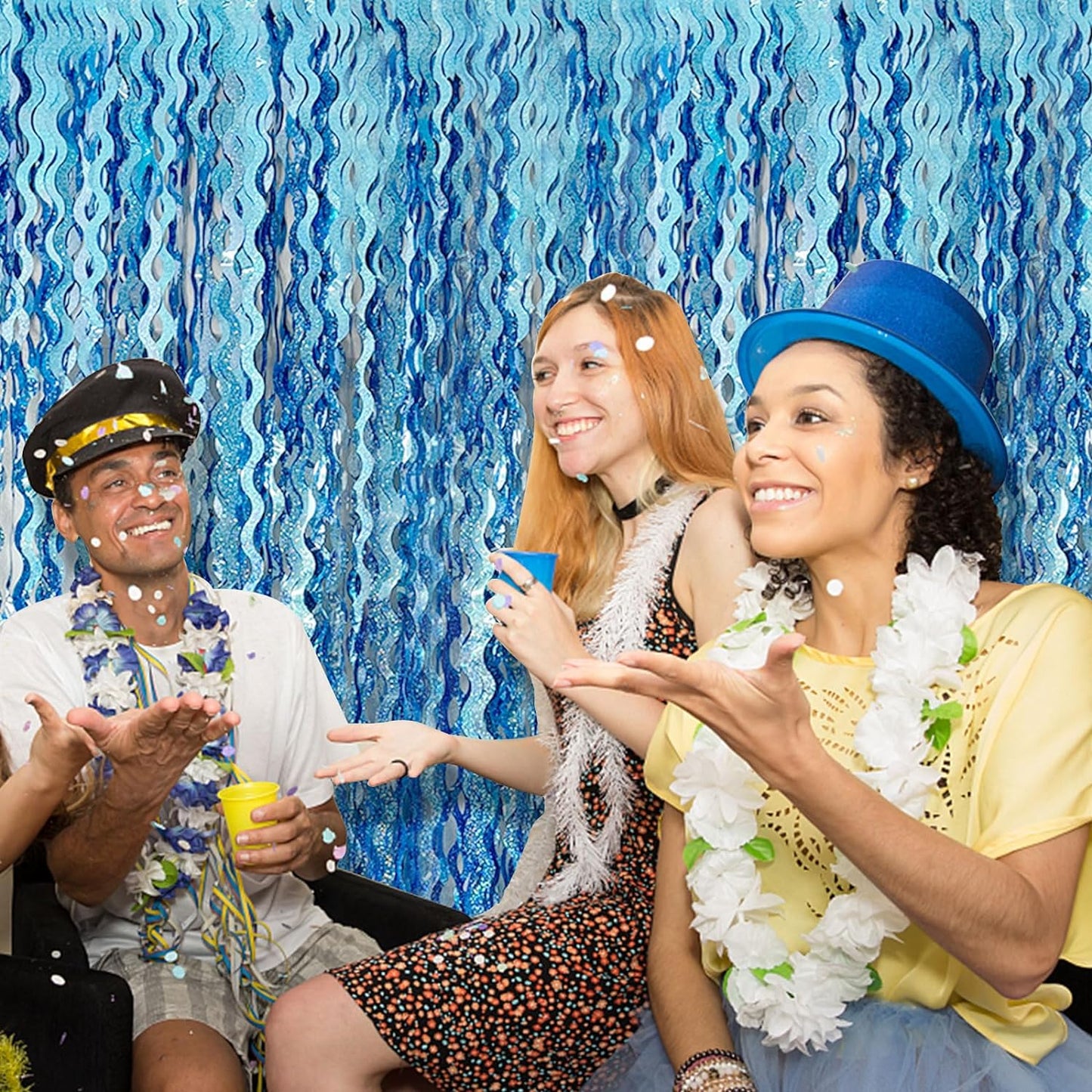 Skiennix Tinsel Foil Fringe Curtains - Sparkling Wavy Backdrop for Parties & Events | Perfect for Photo Booths